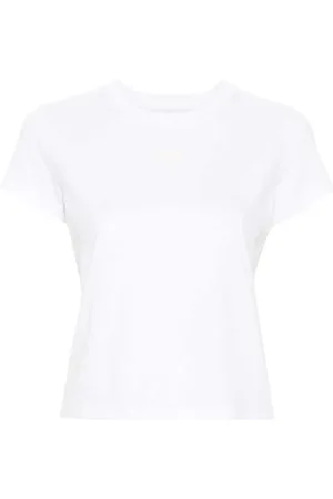 Alexander Wang Tops, Dames, Wit, XS, Katoen, Wit Logo Print Crew Neck T-shirt