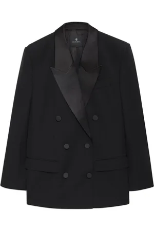 ANINE BING Jassen, Dames, Zwart, S, Zwarte double-breasted jas met zakken