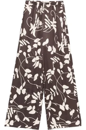 FAITHFULL THE BRAND Broeken, Dames, Bruin, S, Koffiebruine Bloemenprint Elastische Tailleband