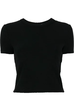 Alexander Wang Tops, Dames, Zwart, XS, Zwarte Gebreide Logo T-shirt