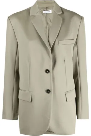ANINE BING Jassen, Dames, Groen, M, Wol, Khaki Wool Oversize Blazer