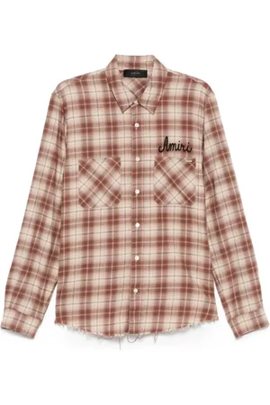 AMIRI Overhemden, Heren, Bruin, L, Klassieke Button-Up Shirt in Auburn