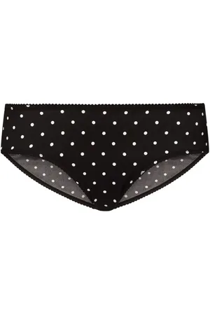 Dolce & Gabbana Ondergoed, Dames, Zwart, S, Zijden Polka Dot Ondergoed met Schulp Rand