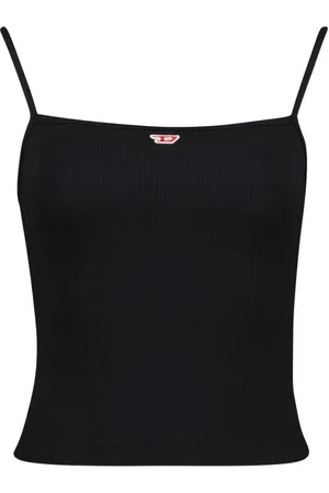 Diesel Tops, Dames, Zwart, S, Geribbelde Stretch Tanktop