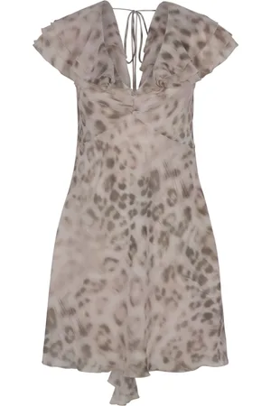 ROTATE Kleedjes, Dames, Grijs, M, Chiffon, Chiffon Mini Ruffle Jurk
