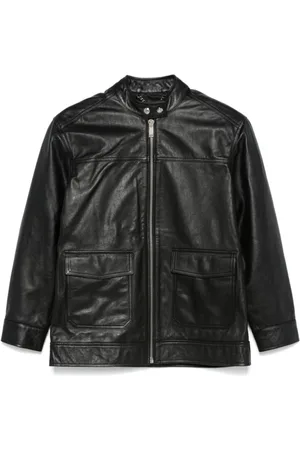 ANINE BING Jassen, Dames, Zwart, XS, Zwart leren bovenkleding met ritssluiting