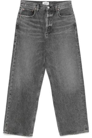AGOLDE Jeans, Dames, Grijs, W24, Denim, Donkergrijze Wide Leg Denim Jeans