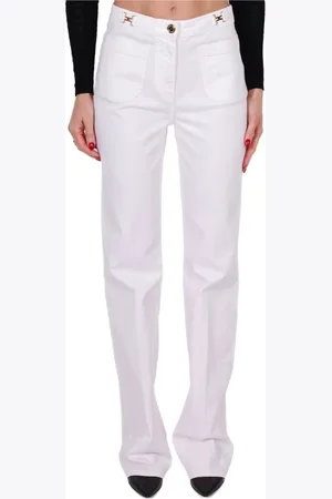Elisabetta Franchi Broeken, Dames, Wit, W27, Denim, Witte Denim Palazzo Jeans