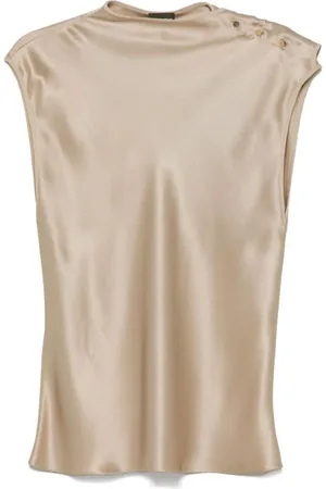 Giorgio Armani Tops, Dames, , S, Mock Neck Shirt met Sjaal Detailing