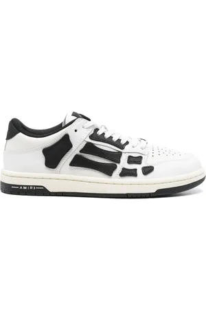 AMIRI Schoenen, Dames, Wit, 41 EU, Leer, Wit/zwart leren veterschoenen