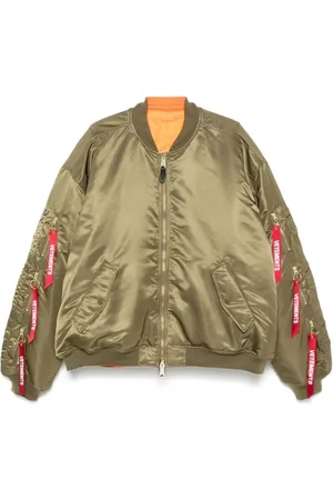Vetements Jassen, Heren, Groen, S, Khaki Gewatteerde Cargo Jas Omkeerbare Stijl