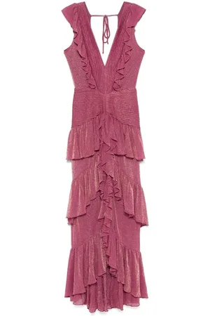 PATBO Kleedjes, Dames, Roze, S, Paarse V-hals Mouwloze Jurk