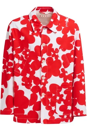 Marni Overhemden, Heren, Veelkleurig, L, Katoen, Bloemenprint Katoenen Jas