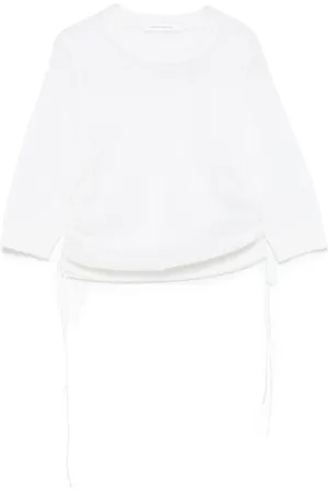 Cecilie Bahnsen Tops, Dames, Wit, S, Witte Crew Neck Korte Mouw Sweater