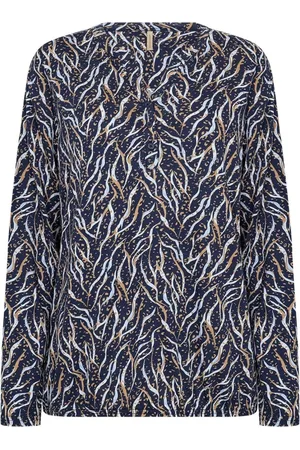 soyaconcept Blouses & Shirts, Dames, Blauw, S, Katoen, Felicity Blauw Bloemenprint Shirt