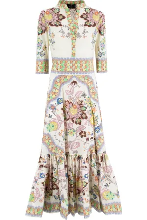 Etro Kleedjes, Dames, Veelkleurig, S, Katoen, Paisley V-Hals Katoenen Jurk