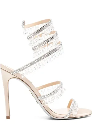 RENE CAOVILLA Schoenen, Dames, , 36 EU, Satijn, Kristalversierde hoge hak sandalen