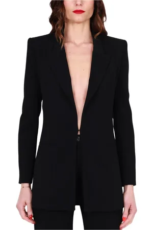 Elisabetta Franchi Jassen, Dames, Zwart, S, Polyester, Elegante Lange Jas en Palazzo Broek