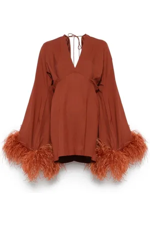 ‎Taller Marmo‎ Kleedjes, Dames, Bruin, M, Terracotta Bruine Jurk met Klokmouwen