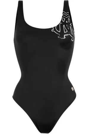 Roberto Cavalli Badkleding, Dames, Zwart, XS, Monogram Badpak met Lage Rug