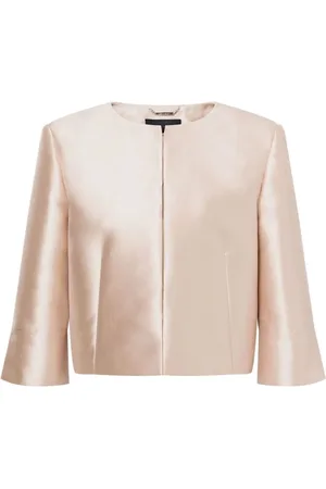 Alberta Ferretti Jassen, Dames, , S, Satijn, Satin Finish Crew Neck Jacket