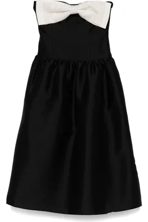 Self-Portrait Kleedjes, Dames, Zwart, M, Polyester, Strapless Zwarte Jurk met Zakken