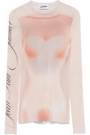 Jean Paul Gaultier Tops, Dames, Veelkleurig, S, Blush Pink Crew Neck Sweater