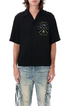 AMIRI Overhemden, Heren, Zwart, L, Zwarte Pool Cue Bowling Shirt