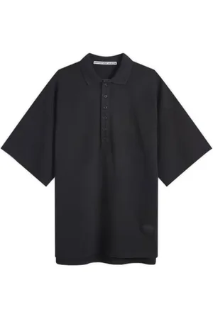 Alexander Wang Tops, Dames, Zwart, S, Katoen, Oversized Polo Tee met Dome Logo