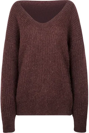Jucca Truien, Dames, Paars, M, Satijn, Alpaca en Mohair V-hals trui