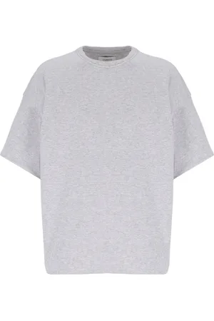 LANEUS Tops, Dames, Grijs, M, Katoen, Oversized Gewatteerd T-Shirt
