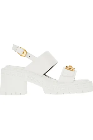 VERSACE Schoenen, Dames, Wit, 38 EU, Leer, Stijlvolle Sandalen voor Zomerse Dagen