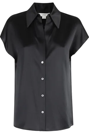 Vince Blouses & Shirts, Dames, Zwart, L, Blouse met gerimpelde mouw