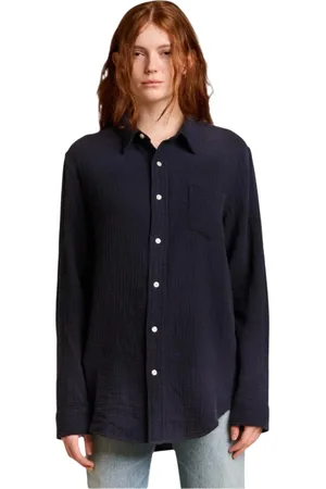 Denimist Blouses & Shirts, Dames, Blauw, S, Katoen, Navy Gauze Boyfriend Shirt