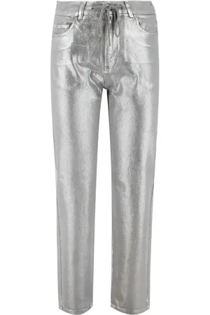 PANICALE Jeans, Dames, Grijs, S, Katoen, Zilveren Katoenen Trekkoord Jeans