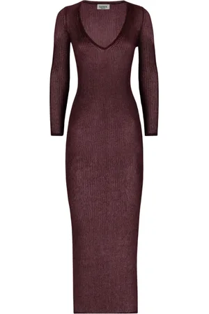 LANEUS Kleedjes, Dames, Bruin, S, Lange Jurk A Scollo V In Lurex