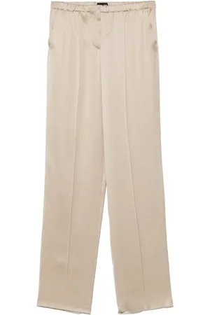 Giorgio Armani Broeken, Dames, , M, Satijn, Salie Groene Zijden Satijnen Broek