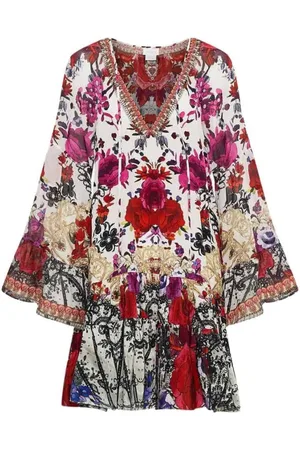 Camilla Kleedjes, Dames, Veelkleurig, S, Rose Reign A-Line Panel Jurk