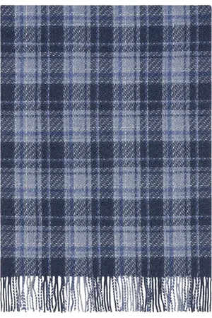 Kiton Accessoires, Dames, Blauw, ONE Size, Kasjmier, Geruite Kasjmier Sjaal
