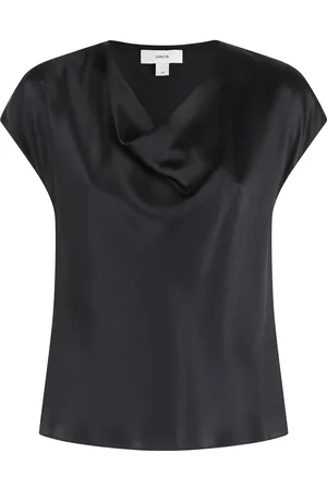 Vince Tops, Dames, Zwart, M, Zilveren Cap Sleeve Cowl Neck