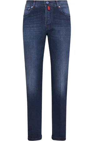 Kiton Jeans, Heren, Blauw, W31, Katoen, Blauwe Slim Fit Katoenen Jeans