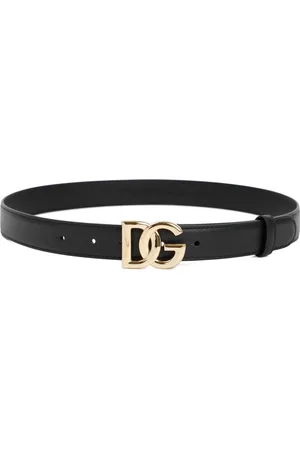 Dolce & Gabbana Accessoires, Dames, Zwart, 80 CM, Leer, Zwart Logo Leren Riem