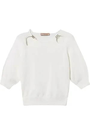 Twin-Set Truien, Dames, Wit, XS, Cut Out Oval T-Shirt