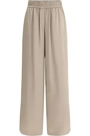 Brunello Cucinelli Broeken, Dames, Bruin, M, Zijden Palazzo Broek