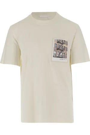 Helmut Lang Tops, Heren, , S, Katoen, Katoenen Postkaart Print T-shirt