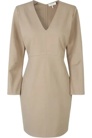 Notes Du Nord Kleedjes, Dames, , M, Katoen, Zilveren Mink Jurk met Schouderkussens
