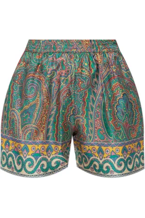 Etro Korte broeken, Dames, Veelkleurig, S, Zijden Shorts