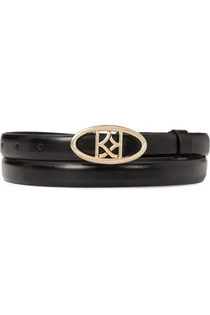 Kazar Accessoires, Dames, Zwart, 90 CM, Leer, Elegant zwart riem met ovaal gesp