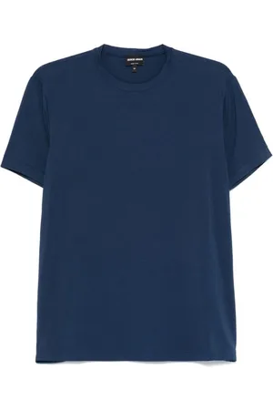 Giorgio Armani Tops, Heren, Blauw, L, Navy Crew Neck T-shirt
