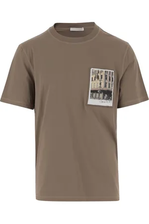 Helmut Lang Tops, Heren, Bruin, S, Katoen, Katoenen Postkaart Print T-shirt